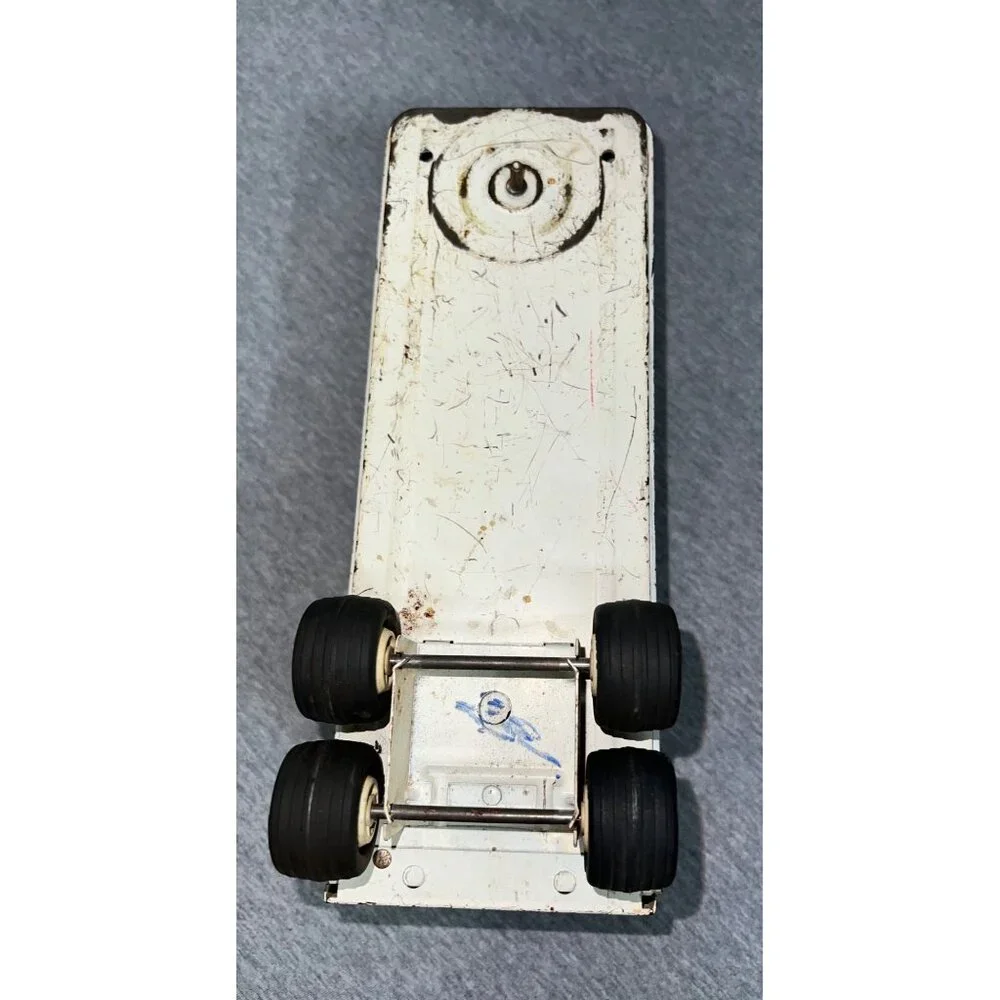 Vintage Mini Tonka Blue Semi Truck & White‎ Trailer Metal Toy Collectible